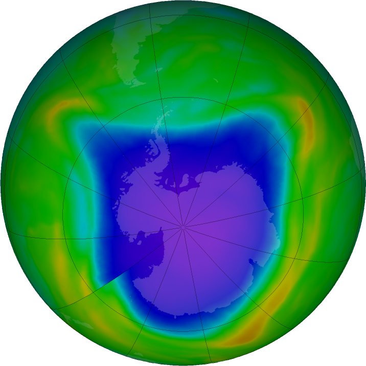 Antarctic ozone map for 01 November 2021